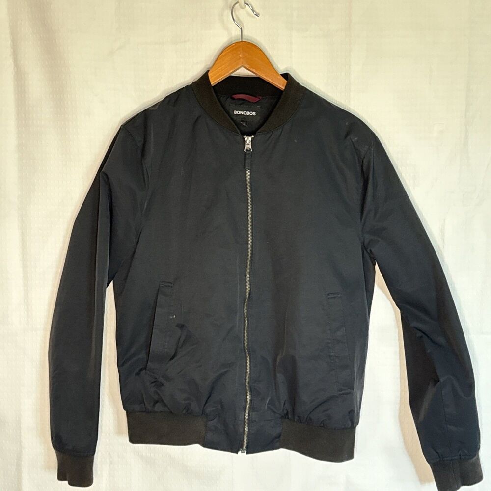 Bonobos The Boulevard Black Bomber Jacket Men’s M-Water Repellent Full Zip